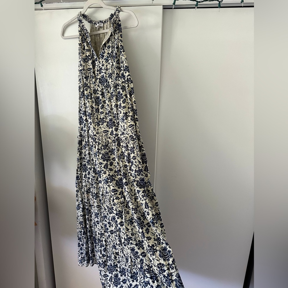 House of Harlow x Revolve Dress Blue Cream Floral Sleeveless V-Neck Maxi